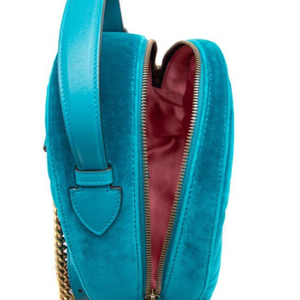Gucci Dome Marmont Petrol Velvet Matelasse Gg (Sku 4784) Backpack - Picture 8 of 11
